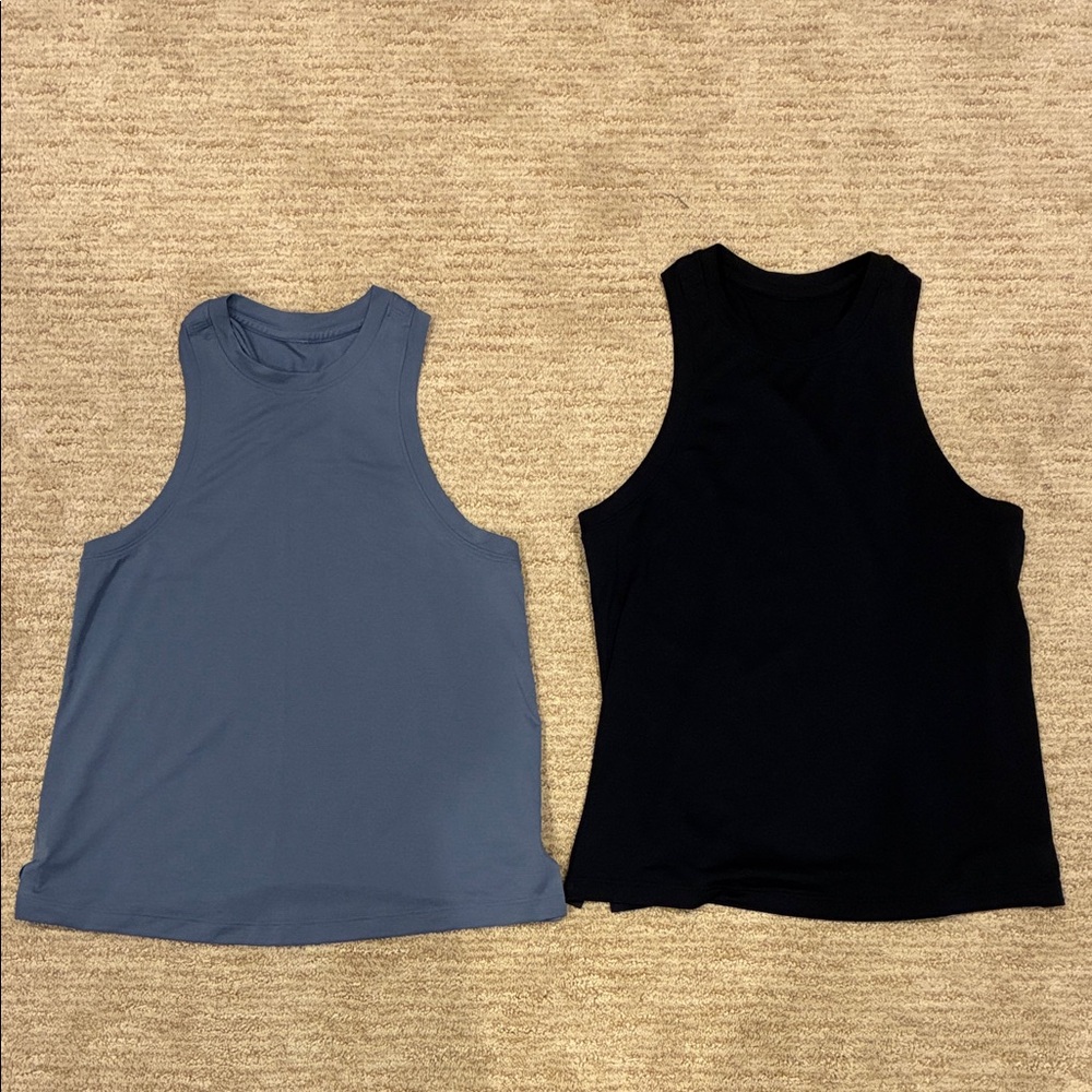 lululemon athletica Blue and Black Tank Tops